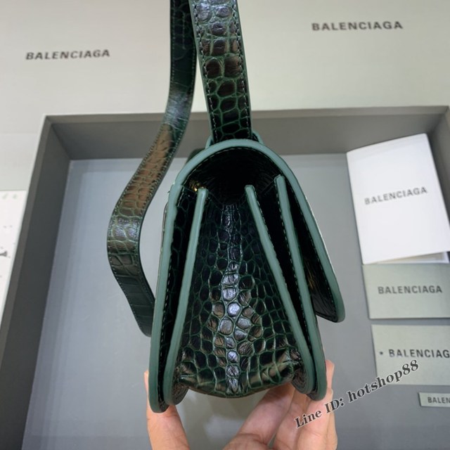 Balenciaga專櫃爆款大號鱷魚墨綠色肩背包 巴黎世家新款Gossip bag斜挎包 fyj1323